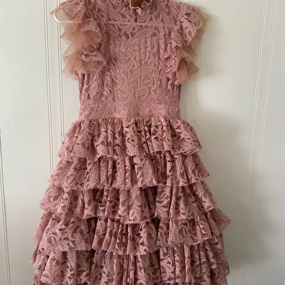 Joyfolie Other - Joyfolie Pink Lace Tiered Dress